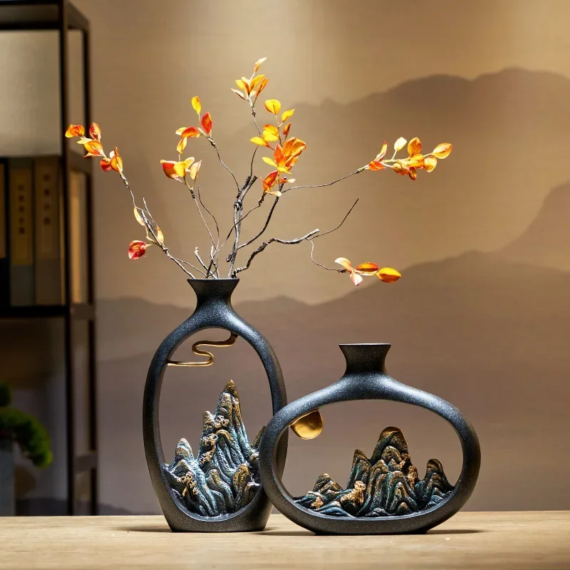 

Creativity Japanese Style Feng Shui Wealth Vase Office Living Room Desktop Decoration Vases for Home Decor Accessories Art Gift