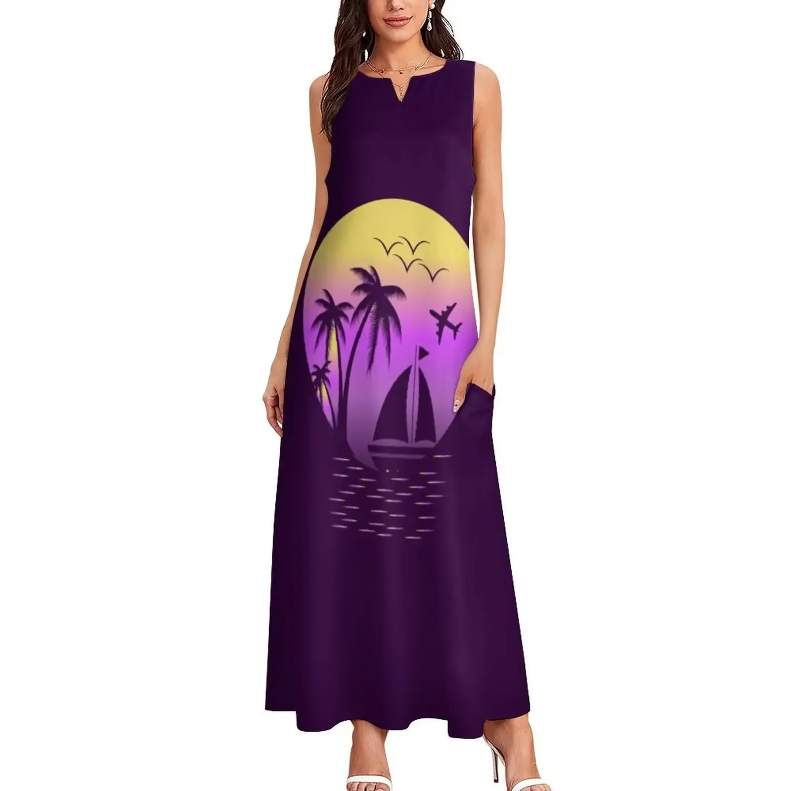 Travel boat t-shirt design Long Dress Evening dresses dress for woman Dress women evening woman