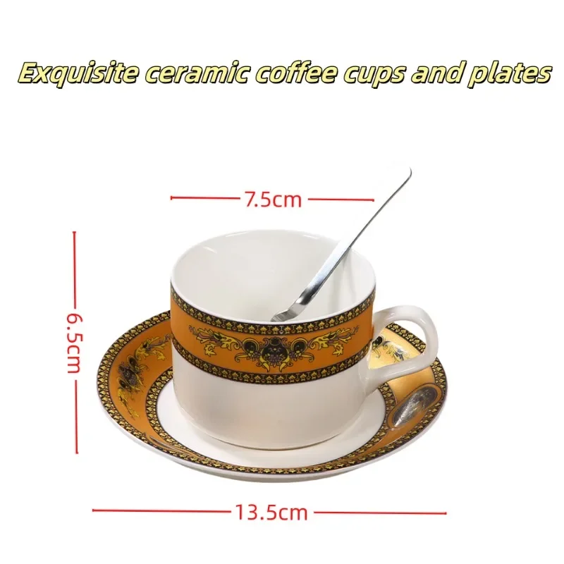 

European Ceramic Coffee Cup and Saucer Creative and Simple Household English Afternoon Tea Black Tea Cup and Saucer Set