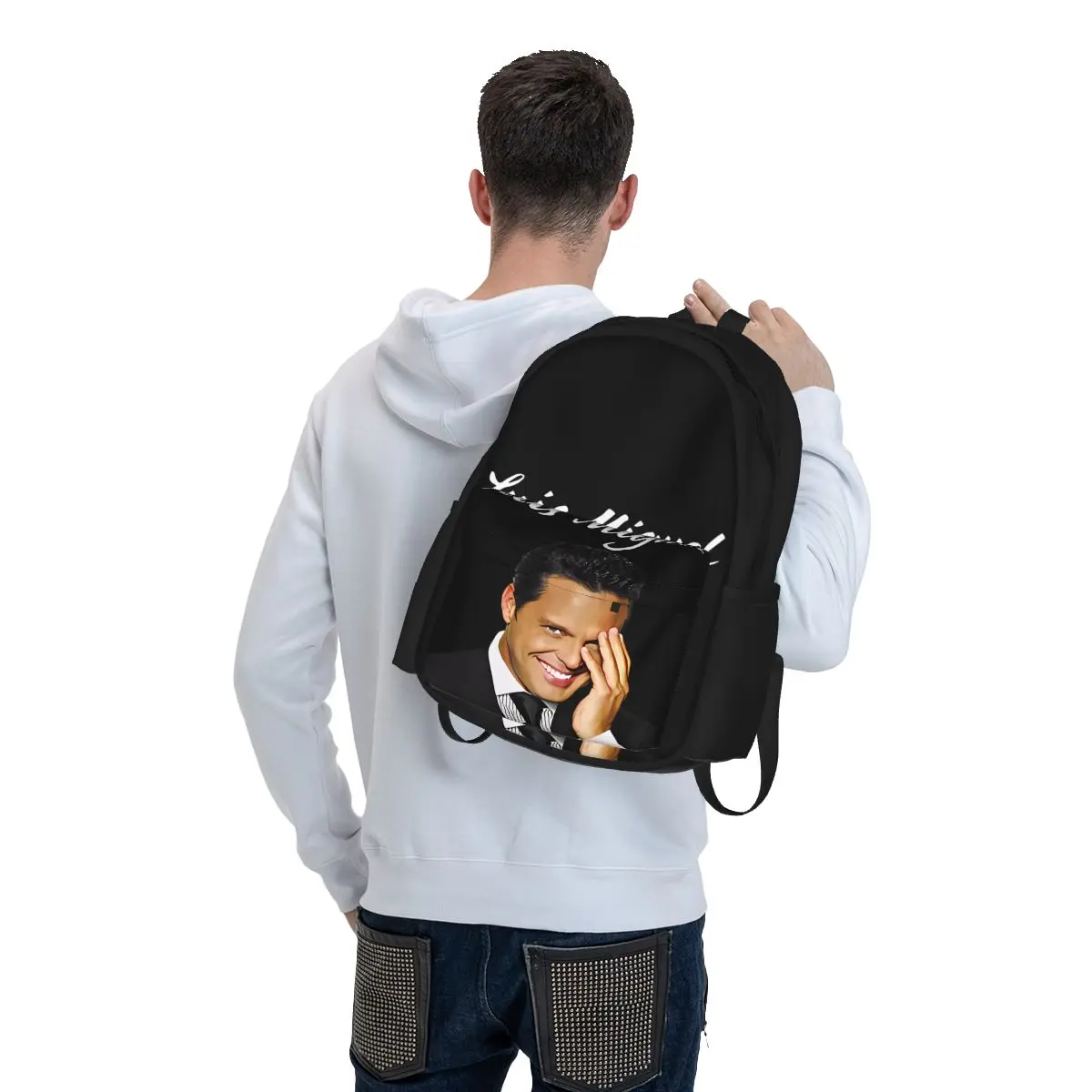 Luis Miguel Singer To Smile In Men\'s Multifunctional Laptop Backpack Business Backpack Travel Bag School Bag Handbag Male