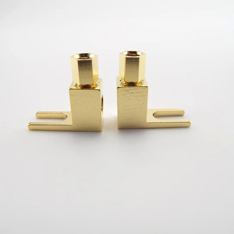 4mm Banana Plug Gold plated Right Angle Hifi Speaker Cable Y Spade for Audio Connector Wire Electrical Socket Plugs Adaptors D5