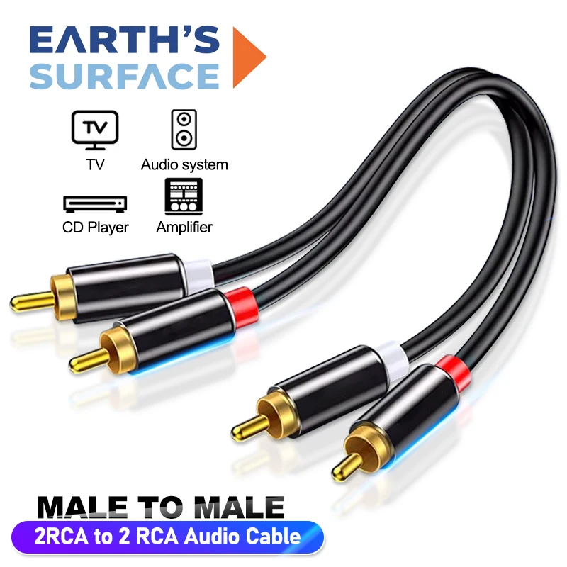 RCA Stereo Audio Cable 2RCA to 2RCA Male to Male Aux Audio Cables for HDTV Home Theater DVD Amplifier Speaker HIFI Dual RCA Cord