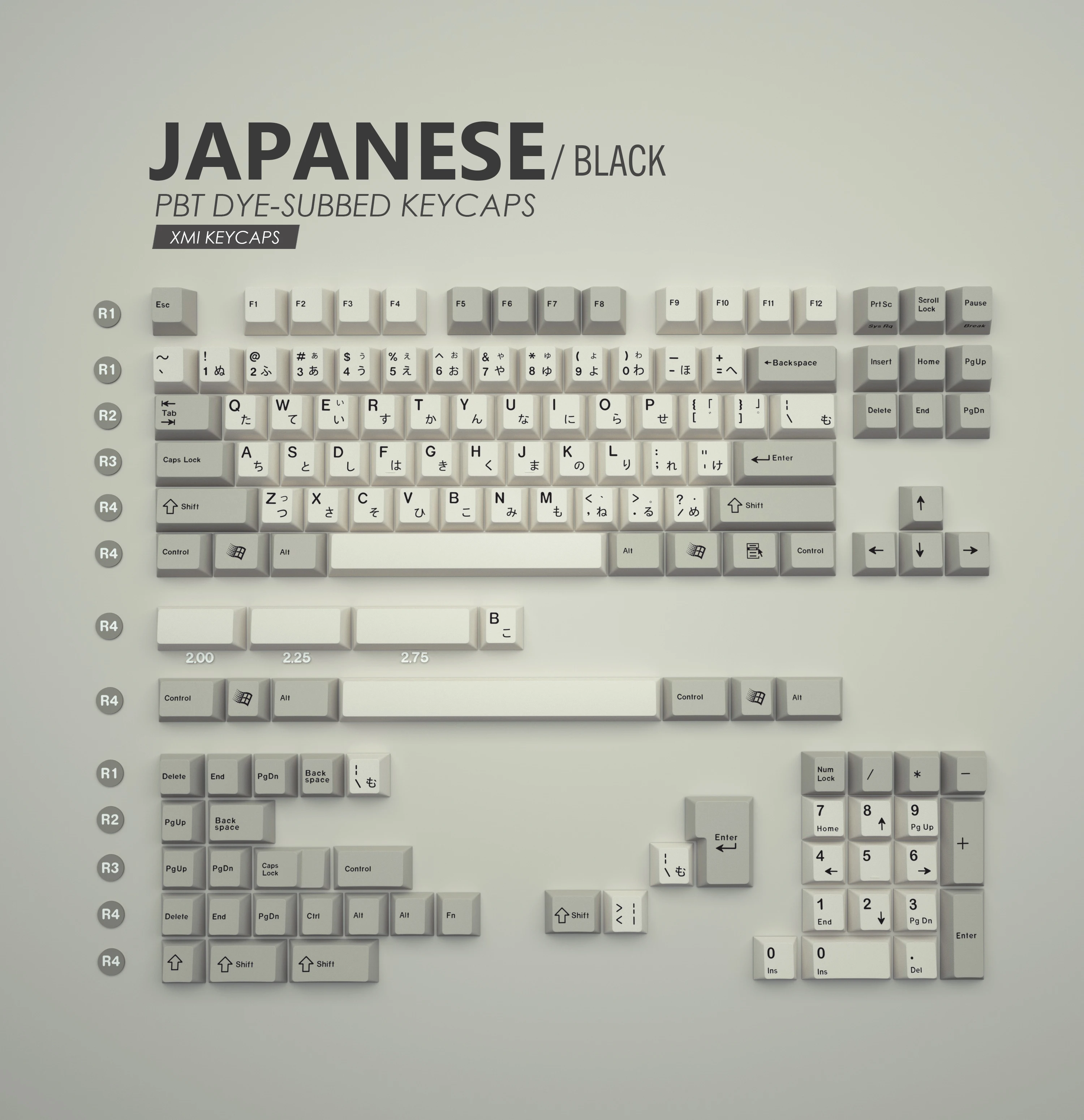 Imagem -02 - Xmi-xiami Teclado Mecânico Keycaps Japonês Japão Pbt Dye Sub Clássico Cinza e Branco Retro