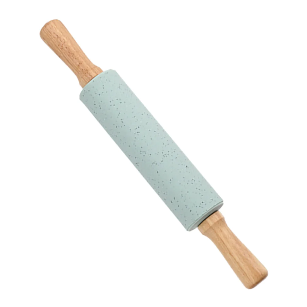 

Silicone Rolling Pin Non Stick Roller Kitchen Tool Practical Wooden Handle for Baking Pizza Bread Handmade Noodles Easy