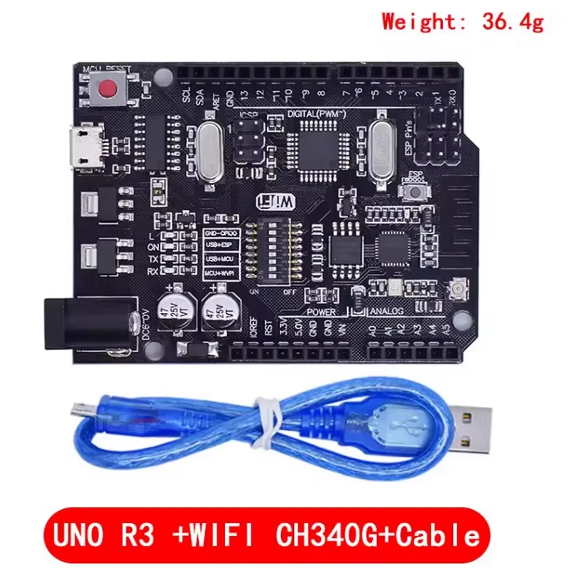 ATMEGA16U2 / UNO + WiFi R3 MEGA328P Chip CH340G per scheda di sviluppo Arduino UNO R3 WeMos ESP8266