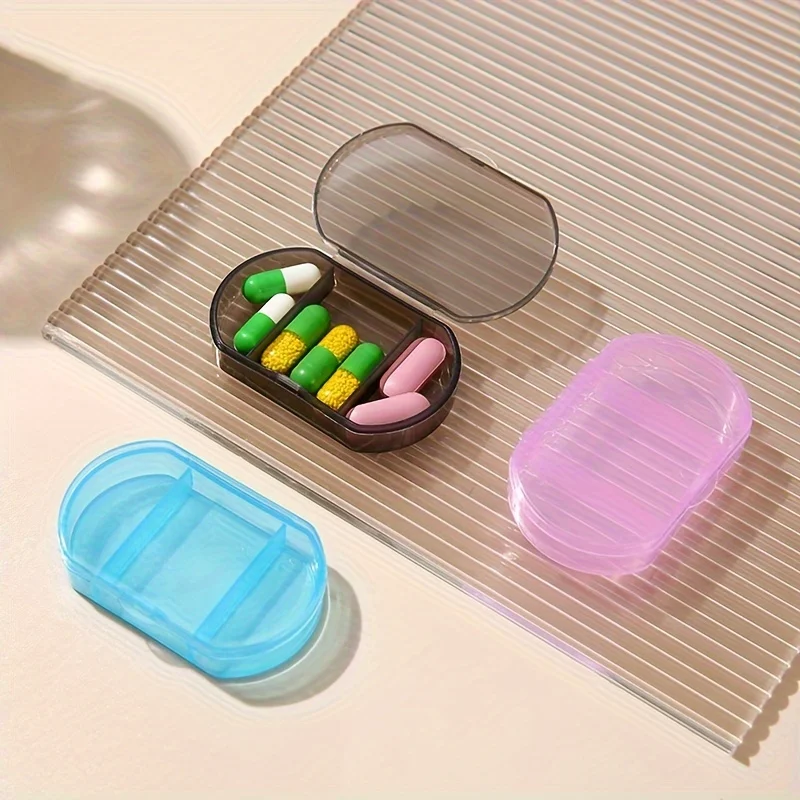 4pcs Mini Portable 3-Compartment Pill Case,Flip-Top Transparent Storage Organizer for Medications and Supplements
