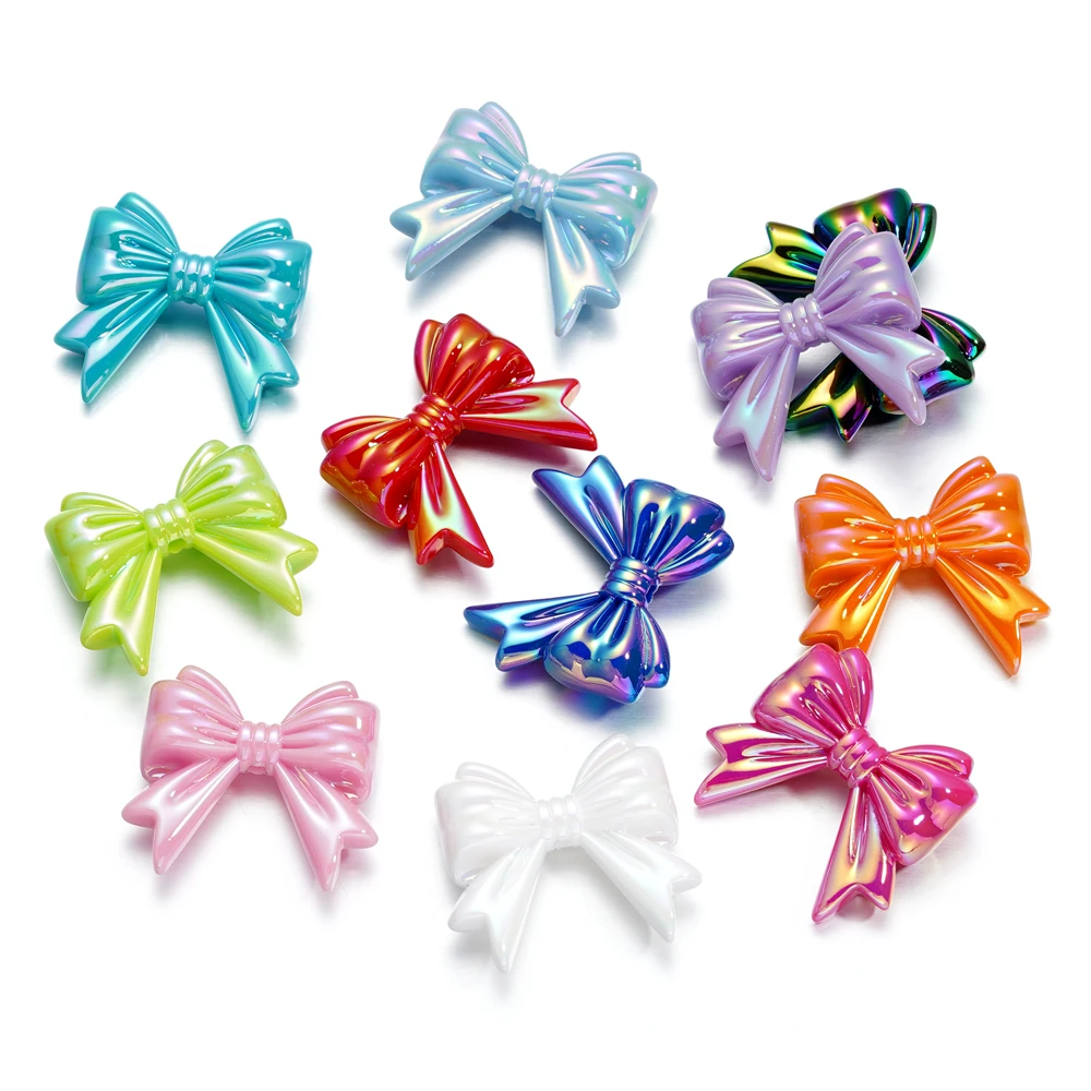 Z87 5Pcs/bag 32*36mm Acrylic Butterfly Beads AB Color Shiny Butterfly Shape Spacer Beads for Jewelry and Children's Craft Making