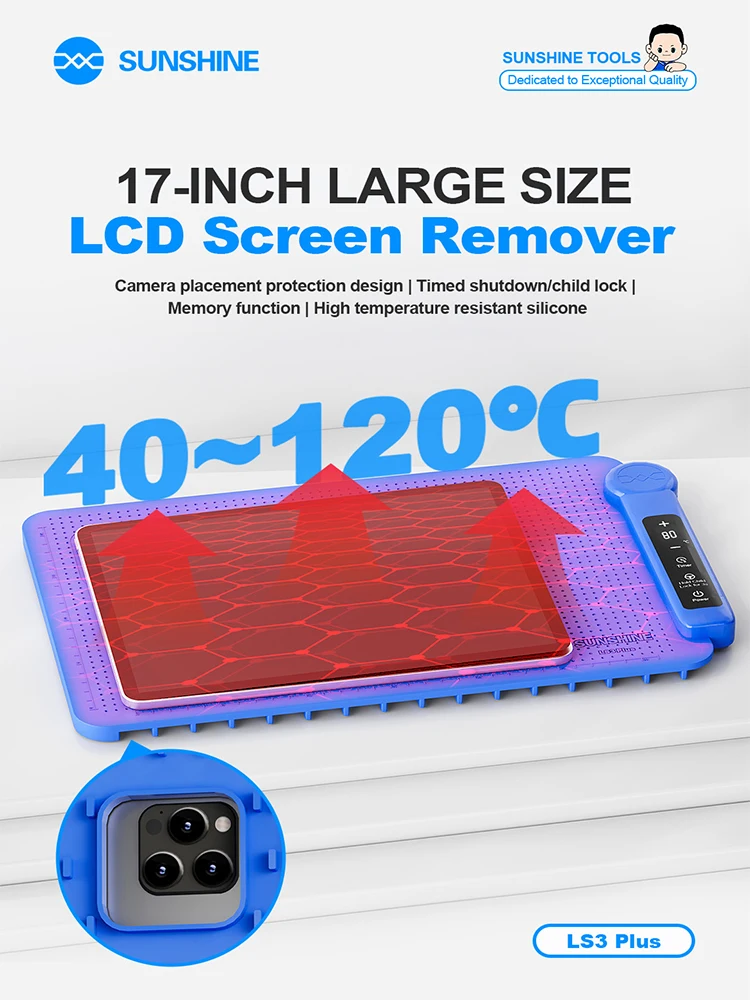 SUNSHINE LS3 PLUS Podgrzewana Platforma do Separacji Ekranów LCD, Podkładka do Rozdzielania i Demontażu LCD do Naprawy Telefonów i iPadów — zdjęcie 2
