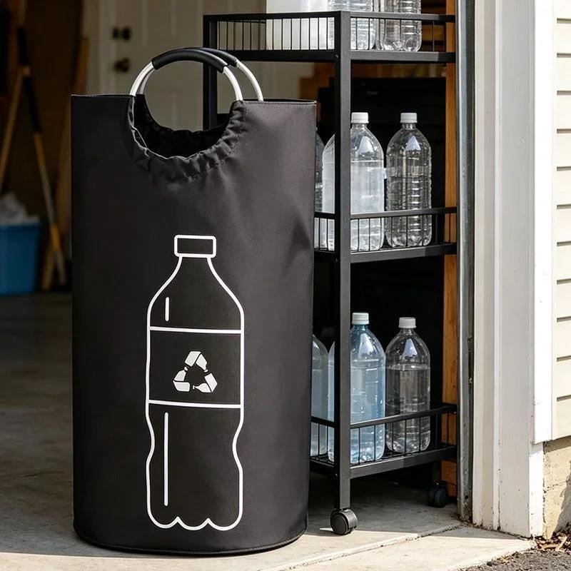 1/2/3pcs Household Folding Dirty Clothes Basket with Large Capacity Aluminum Handle for Storing Plastic Bottles, Recycling Bags
