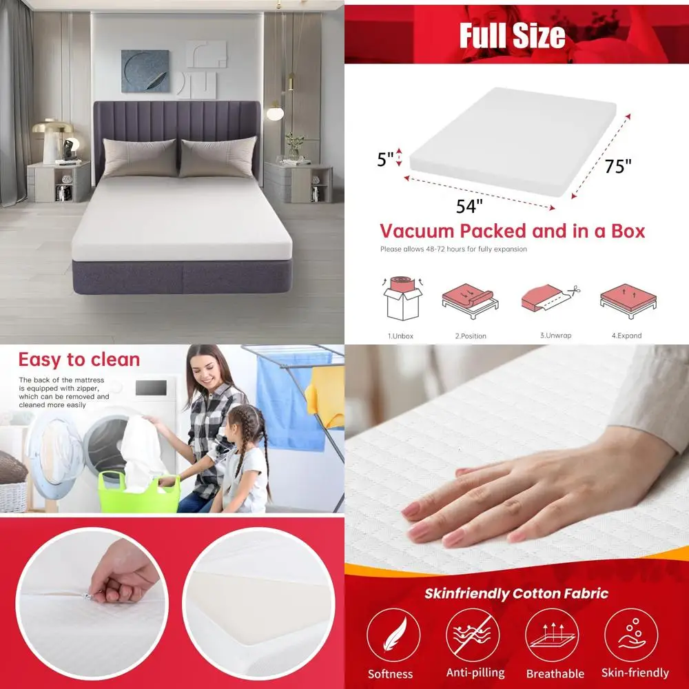 Medium Firm Gel Memory Foam Mattress - Full Size, Cool Sleep, Pressure Relief, Breathable Cover, Ideal for Comfortable Sleep