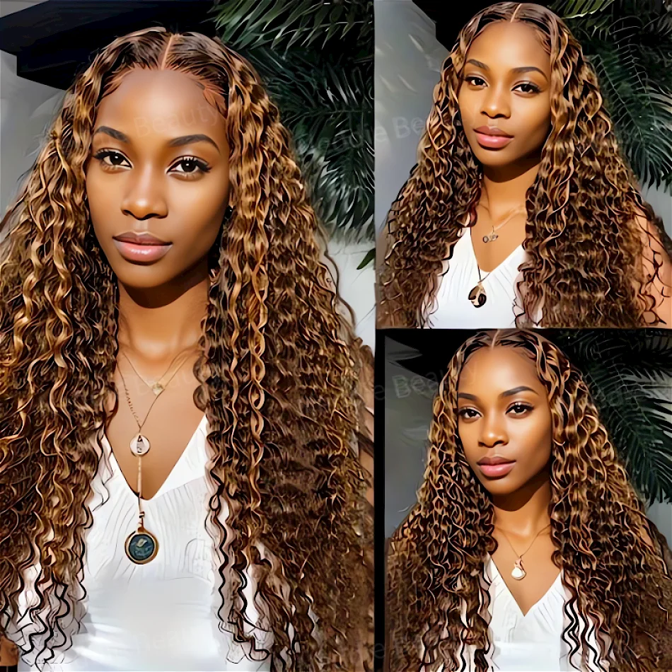 

HD Lace Frontal wig 13x6 Transparent Highlight Curly 100% Human Hair 30 40 Inch Deep Wave Brazilian Wigs For Women Choice