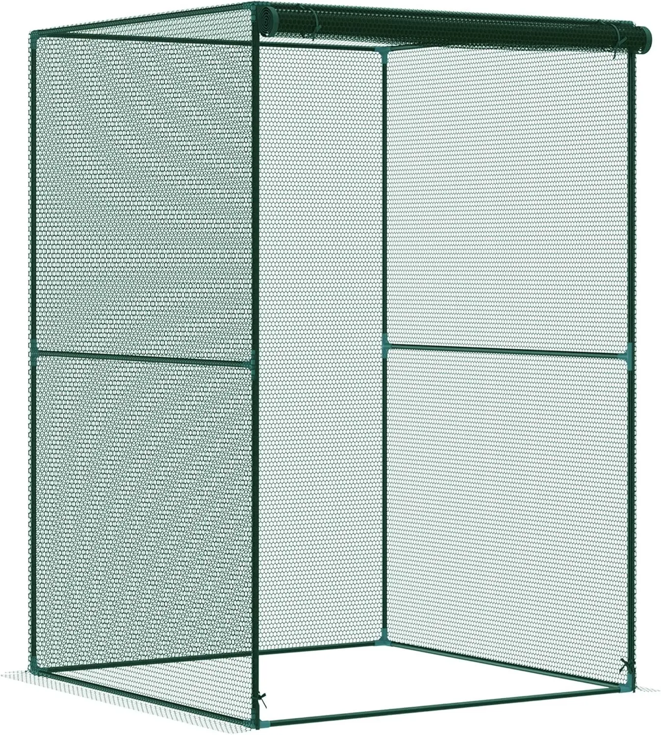 

4' X 4' Crop Cage, Plant Protection Tent With Zippered Doors For Vegetable Garden, Backyard, Dark Green