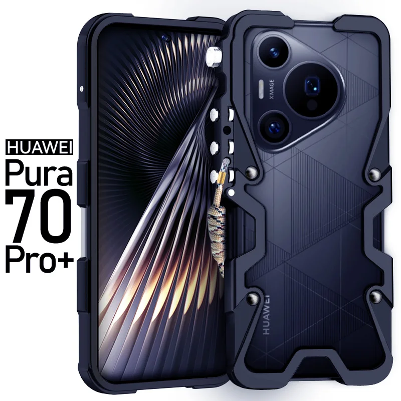 

Luxury Armor Metal Aluminum Phone Cases Bumper For Huawei Pura70 Pro Plus Ultra Cover Mechanical Purely Handmade Skull Case