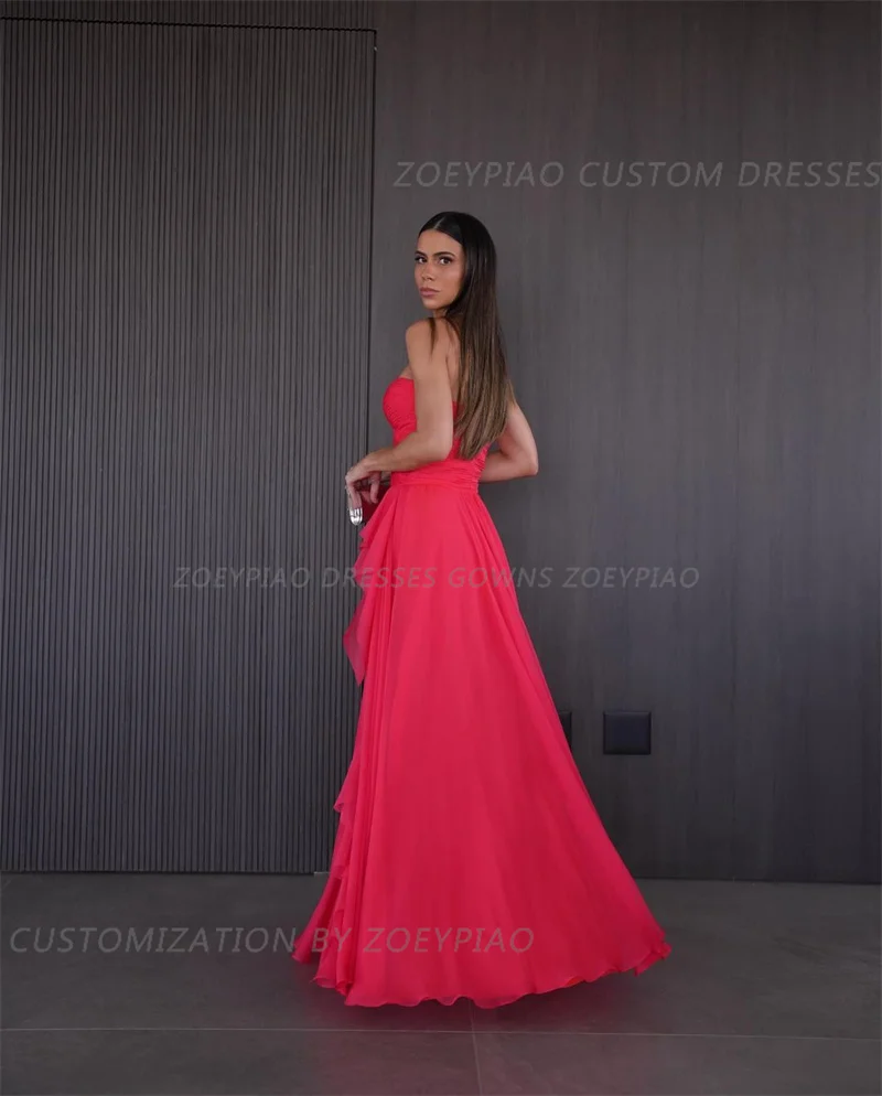 Vestidos de baile longo vermelho linha A feminino, sem alças, sem mangas, vestido formal para eventos, até o chão, vestidos de festa