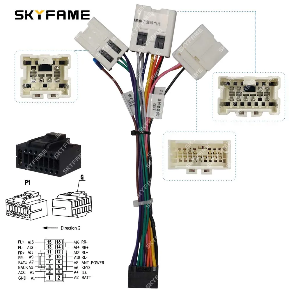 SKYFAME Car 16pin Wiring Harness Adapter Android Radio Power Cable For Infiniti QX56 QX4 Nissan Teana Altima Pathfinder
