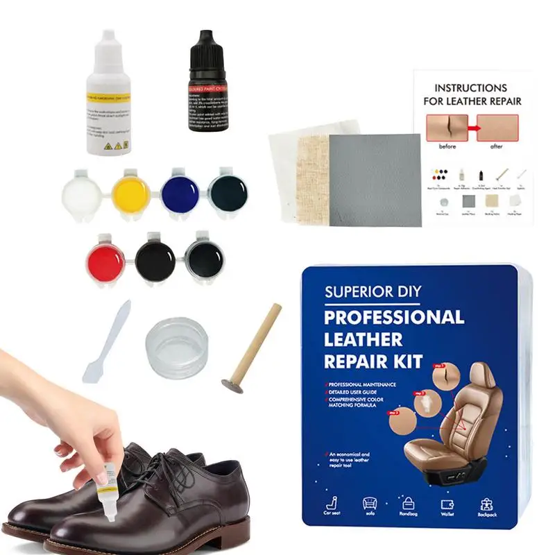 

Car Leather Repair Kit 7 Colors Car Leather Repair Multipurpose Leather Repair For Leather Scratch Tears And Burn Holes Repair