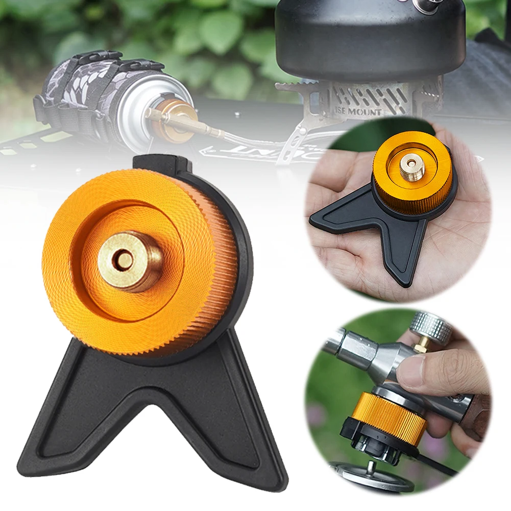 Card Type Gas Tank Adapter with Fixed Anti Roll Bracket Gas Tank Self-Locking Conversion Stove Head for Outdoor Camping