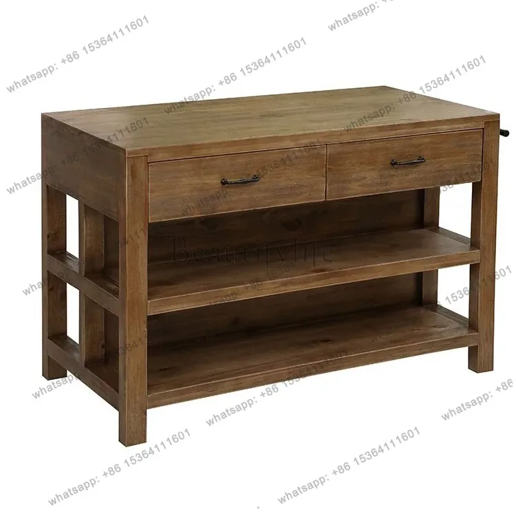 

Modern simple solid wood dining side cabinet American retro storage cabinet Home kitchen Nakajima