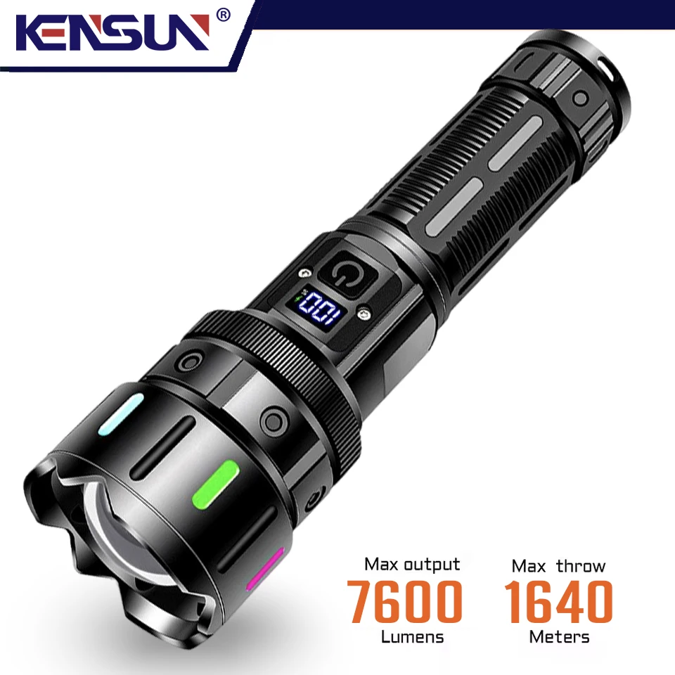 

High Power LED Flashlight Super Bright Tactical Torch USB Rechargeable Long Range Strong Light Lantern Outdoor Camping