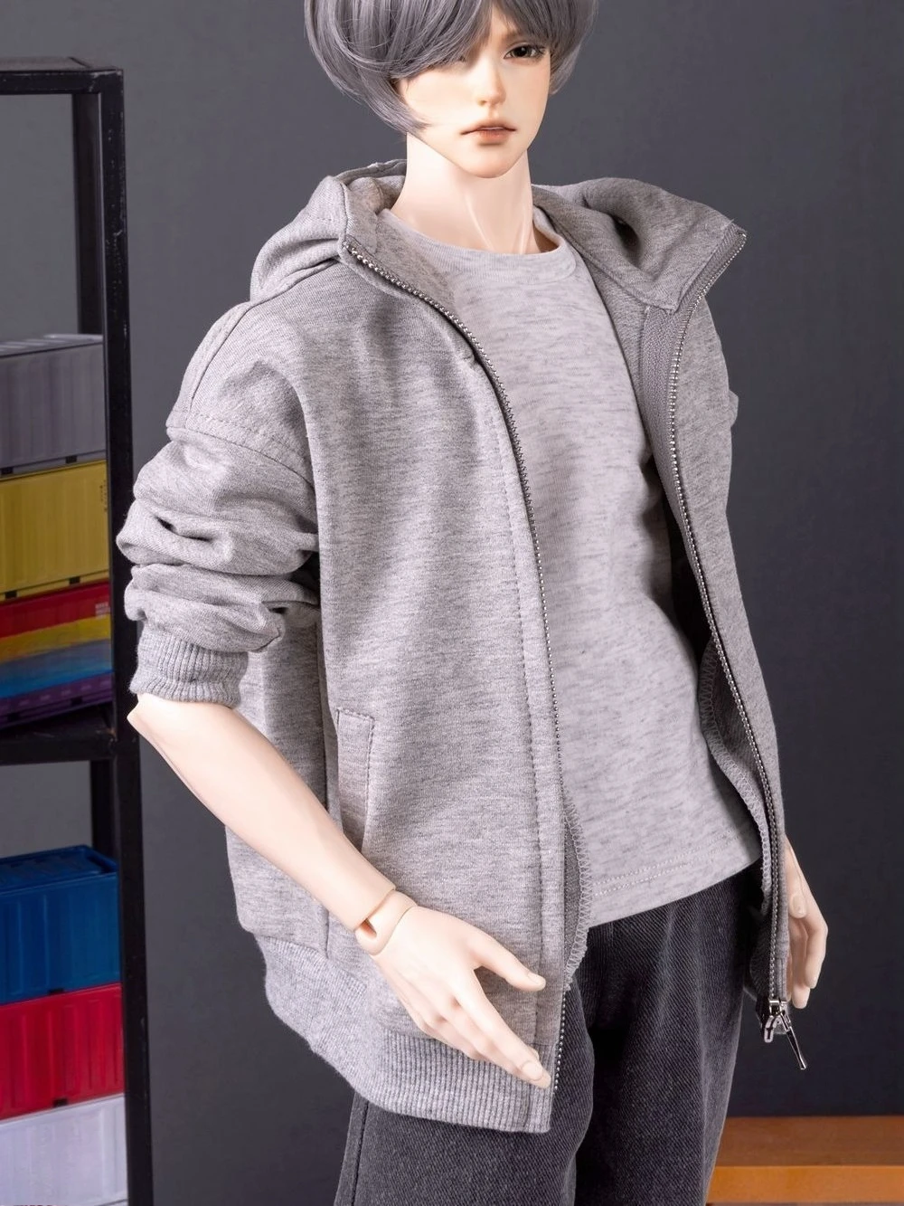 

1/3 Doll's Clothes Fit To 75/77cm Male Bjd Doll High Collar Side Pocket Sportswear Zipper Hoodie Coat Doll Accessories, No Doll