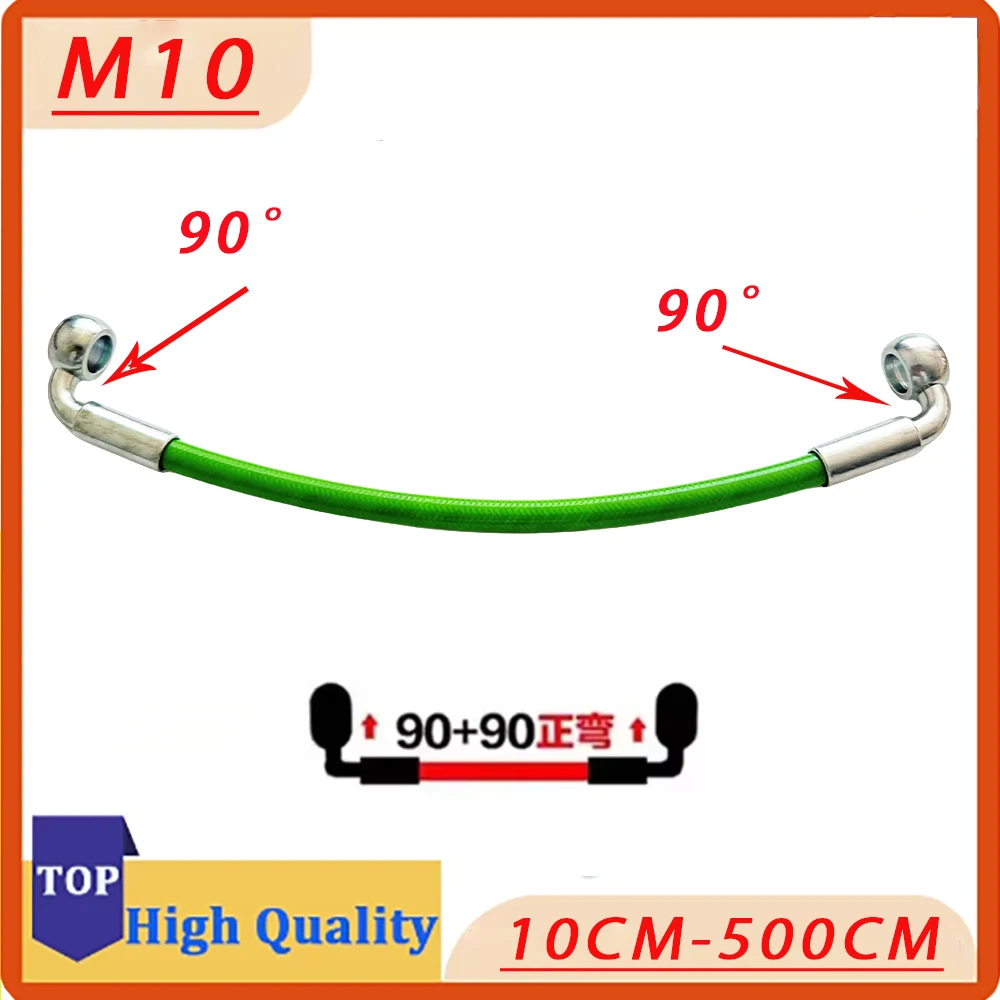 10CM-500CM Brake Hose Hydraulic DOT Line Cable 10mm Banjo for Suzuki Kawasaki Yamaha Pipe Line Braided Oil Hose Green 90 ° 90°