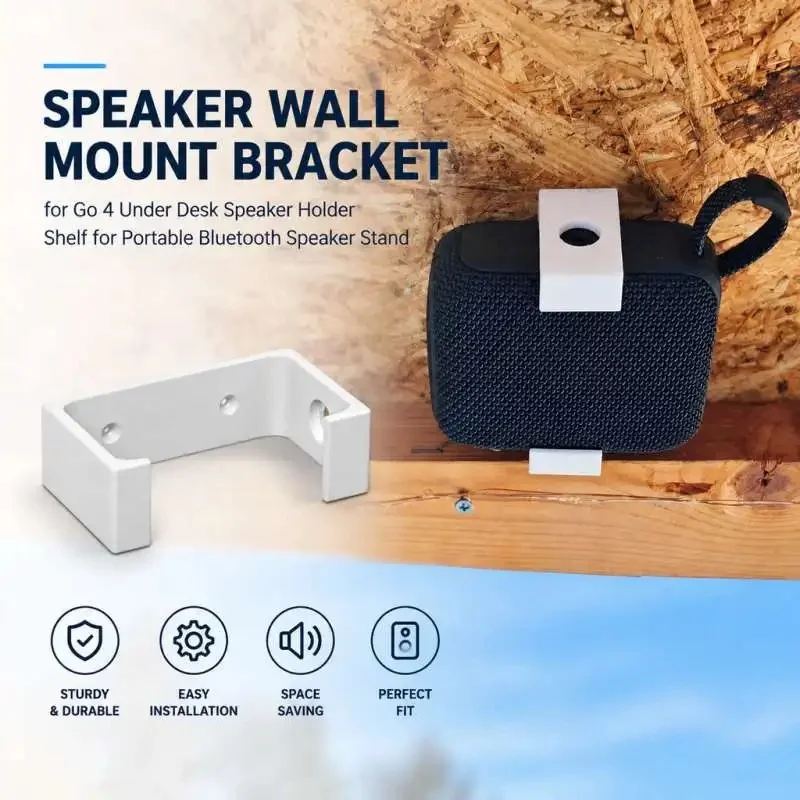 Under Desk Wall Mount for Go 4 Speaker Holder Bracket Shelf for Bluetooth Portable Speaker Space Saving Stand