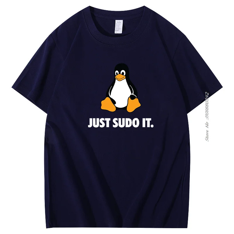 تي شيرت Just Sudo It مضحك للرجال نظام تشغيل Linux ملابس البطريق نمط بلايز تي شيرتات قصيرة الأكمام ملابس رجالي #2