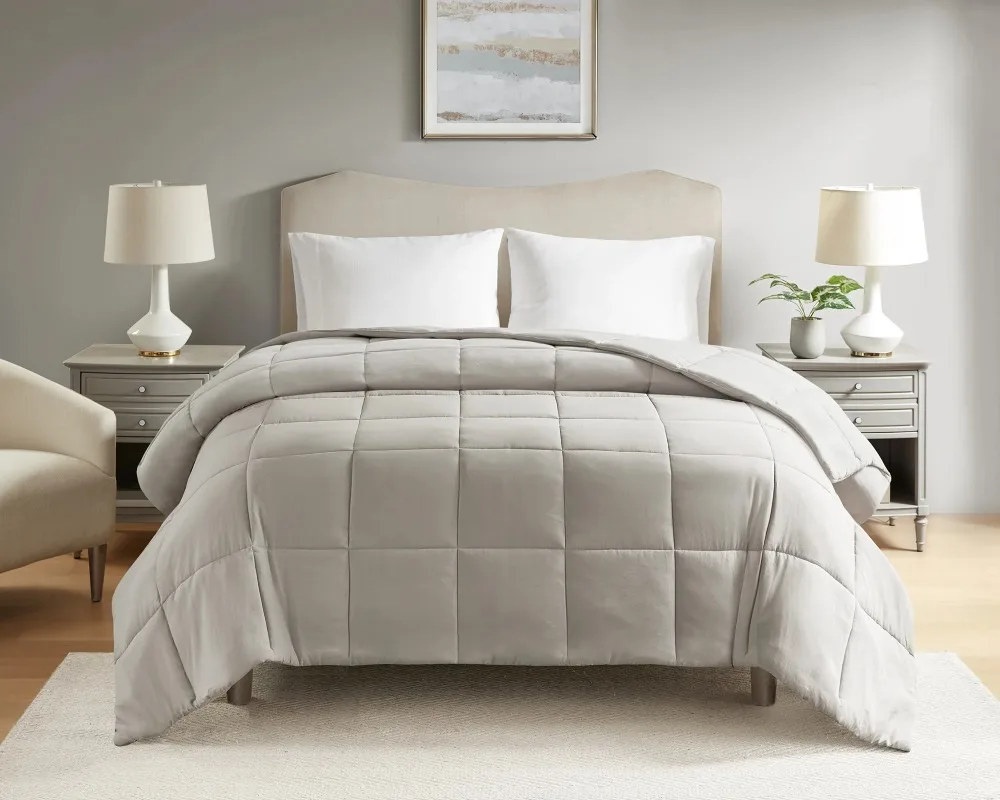 

Down Alternative Comforter, Stone, Full/Queen, All Ages, All Season, Unisex