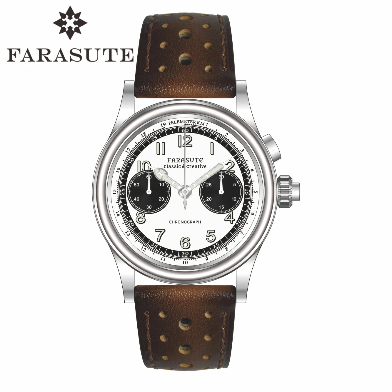 

FARASUTE 2317 Pilot Watch Men Manual Mechanical Chronograph Panda Watch Sapphire Waterproof Seagull Movement ST19 Men's Watch