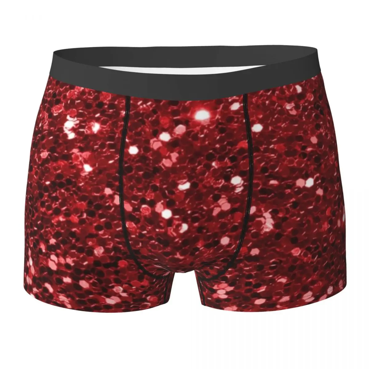 Red Sequins Underwear Sparkly Bling Print Man Shorts Briefs Stretch Boxershorts Hot Printed Large Size Panties