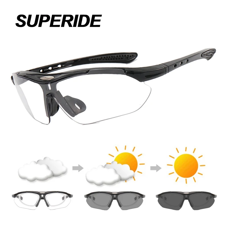 SUPERIDE Photochromic Cycling Sunglasses with Myopia Frame Men Women Mountain Road Bike Eyewear Polarized MTB Bicycle Glasses