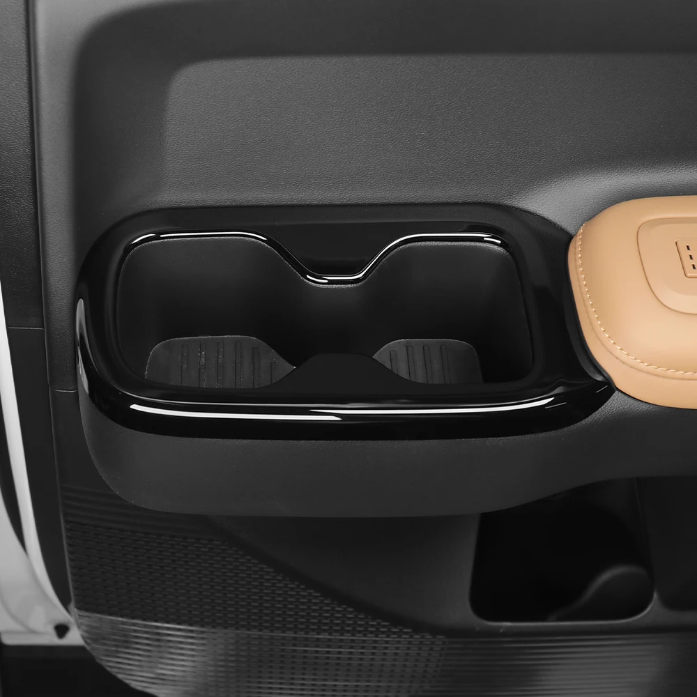 For Hyundai Santa Fe MX5 2024 2025 Carbon Fiber Wood Grain Style Car Inner Second Row Water Cup Holder Cover LHD
