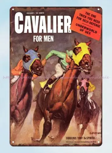 art prints Cavalier for Men 1953 horse racing magazine cover 1953 metal tin sign