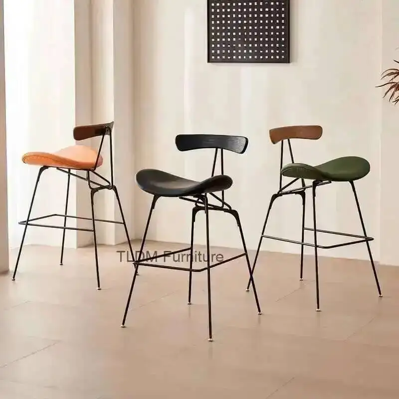 

Comfortable Single Nordic High Relaxing De Bar Black Stools Chairs Industrial Light Sillas Luxury Bar Minimalist Home Furniture