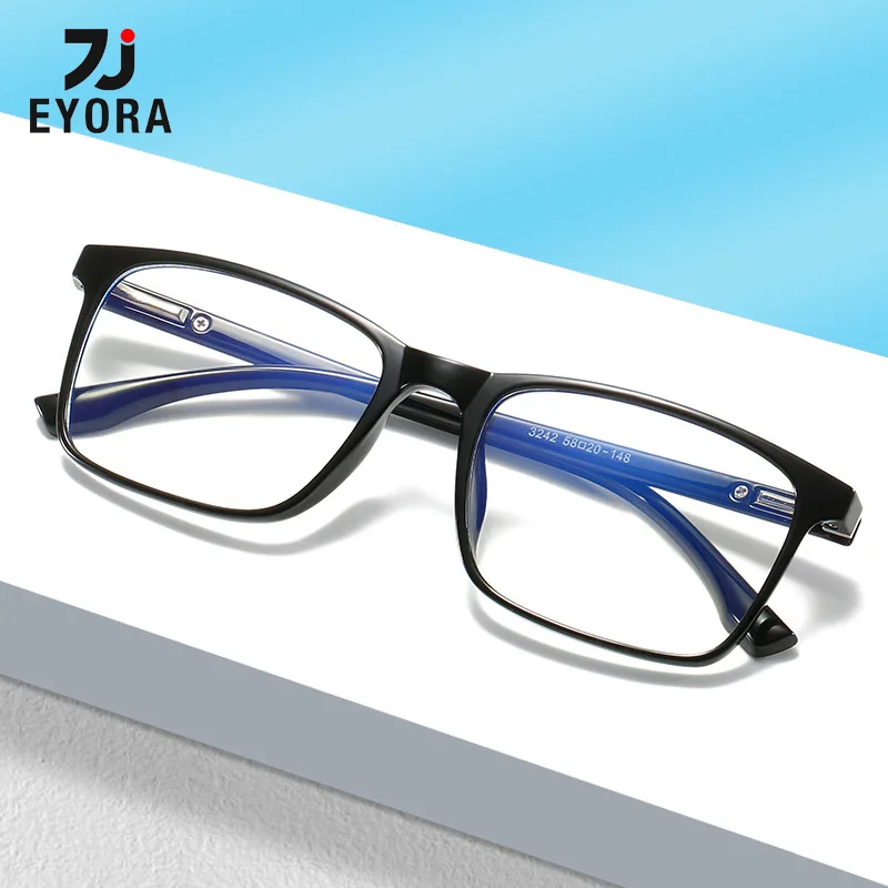 

EYORA Сверхлегкие квадратные очки для чтения TR90 с полной оправой и защитой от синего луча, фотохромные линзы для очков по рецепту для близорукости и дальнозоркости