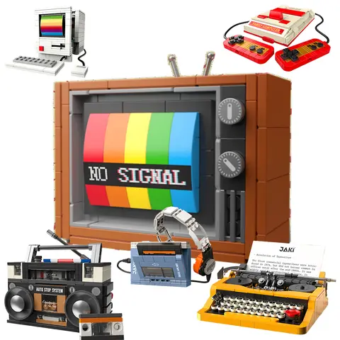 City Mini Retro Household Appliances Model Building Blocks MOC Television Typewriter Desktop Computer Toys Bricks Children Gifts