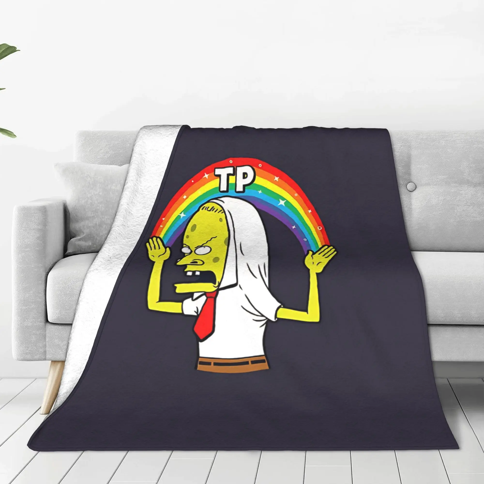 1PC Home Cute Room Decor Idea Spongeholio 90s Blanket Throw Blanket Beavis and Butt Head Novelty Warm Blanket All Season