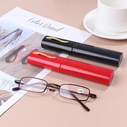 Gafas de lectura con Mini Clip para teléfono, lentes de lectura con puente nasal, ultrafinas, portátiles, para presbicia, con estuche, 100-350