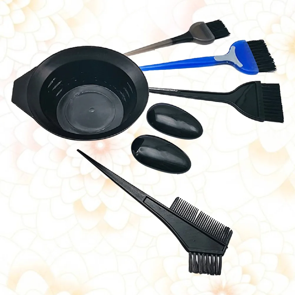 

7pcs Dye Kit Reusable Plastic Hair Coloring Tools Set Bowl Brush Comb Earmuff Salon Home Use Washable Durable Hair Dyeing