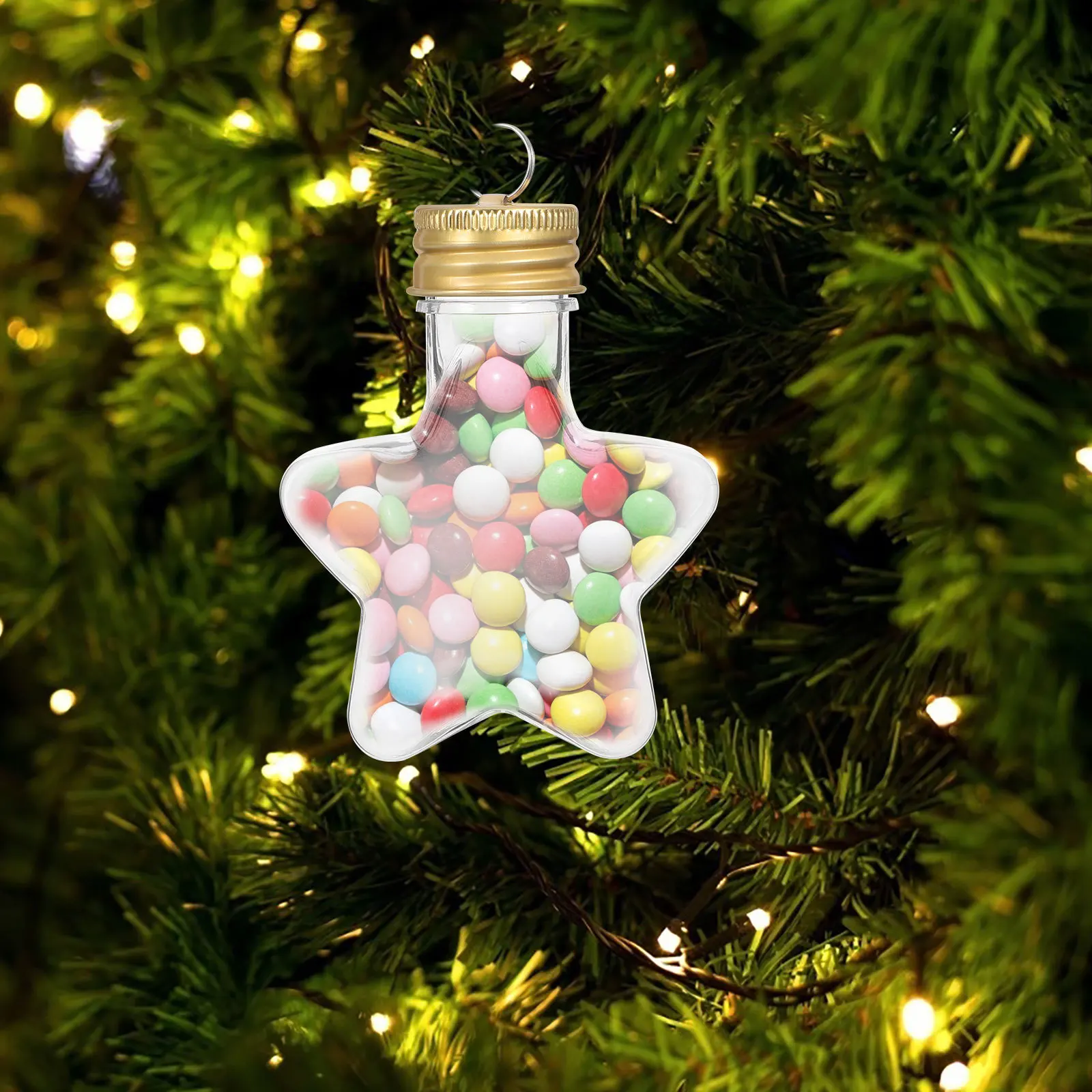 

20Pcs Refillable Star Baubles 50Ml Clear Plastic Ornament Balls Christmas Drink Decorations for Tree Hanging DIY Holiday Party