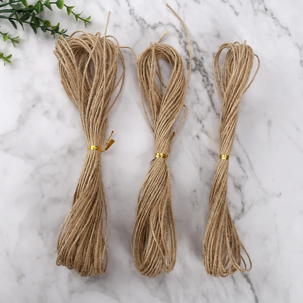 10-20m Jute Rope Cotton Strings Red White Twisted Cords Gift Bags Boxes Wrap Ribbon Wedding Birthday Christmas Party Supplies