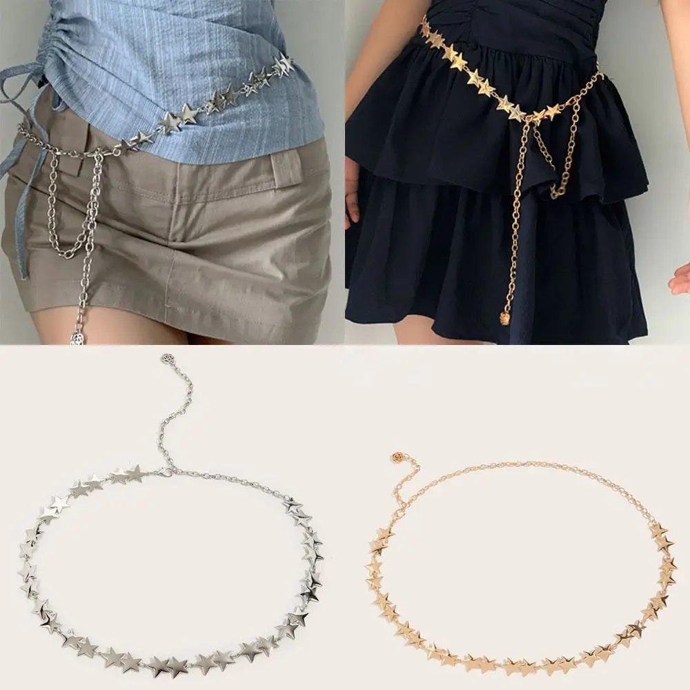 ผู้หญิงวินเทจเข็มขัดเอวหญิงโลหะ Star Pentagram เข็มขัดพู่เข็มขัดเอวผู้หญิงตกแต่งเครื่องประดับ