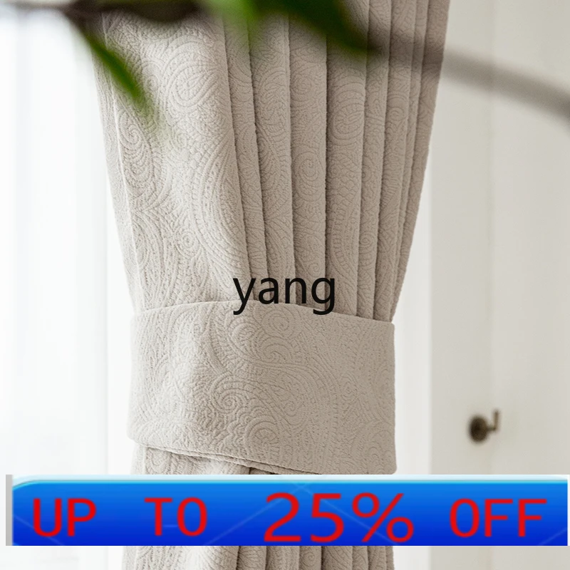 lmm Custom Light Luxury Cream White Blackout Curtains for Living Room Bedroom Jacquard Vintage Curtains for Villa