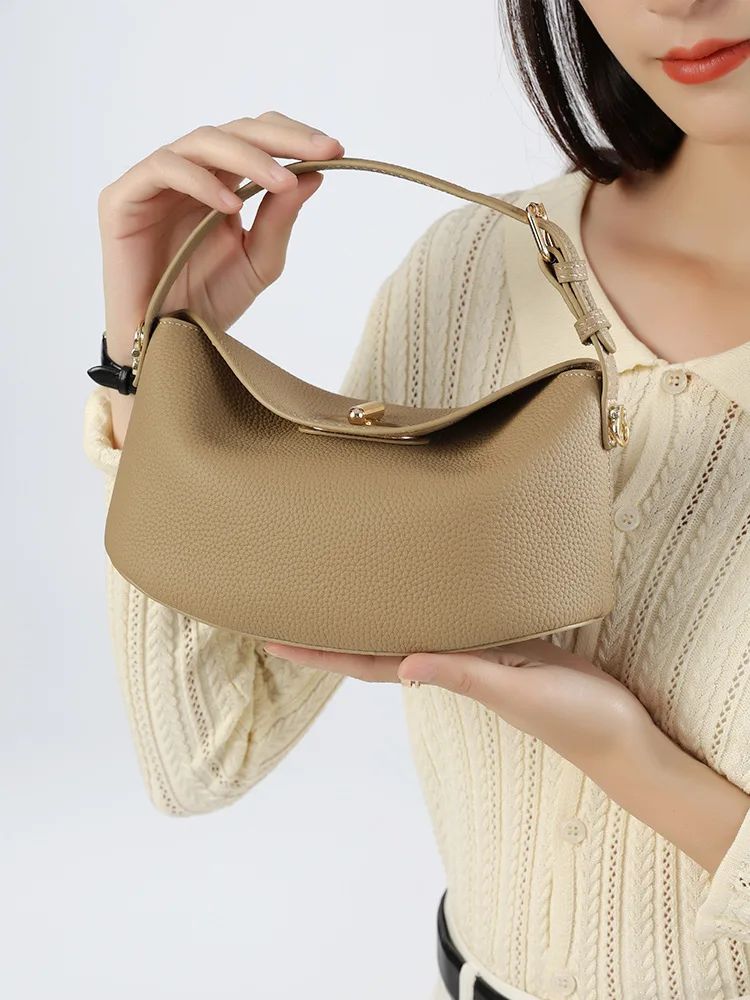 

Натуральная кожаная простая женская сумка через плечо, модная сумка-ведро из воловьей кожи, новая легкая повседневная сумка на плечо