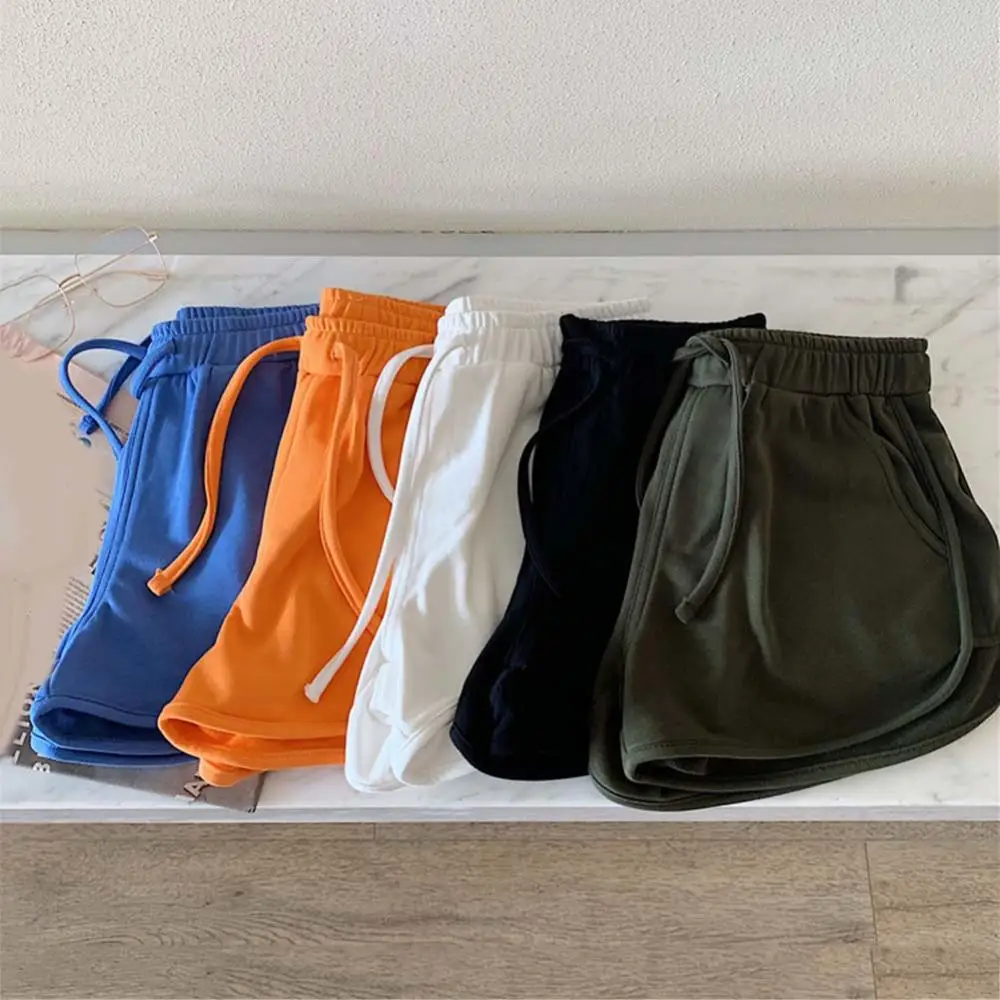 Drawstring Short High Waist Women Shorts Casual Solid Color Shorts Loose Pockets Running Shorts Home Running Shorts