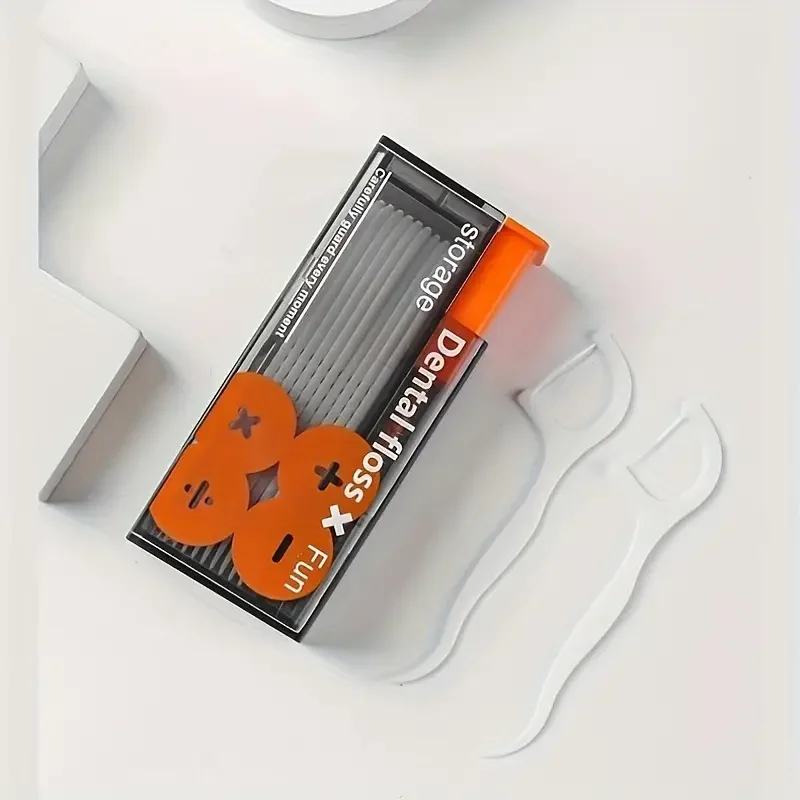 10Pcs Mecha Wind Mirror Portable Floss Box Auto Pop Up 10pcs Mini Transparent Floss Stick Storage Box Oral Care Floss Organizer