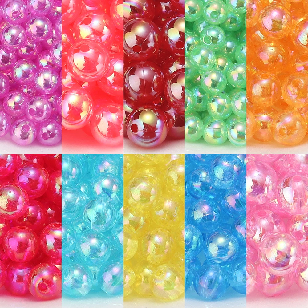 50–300 Stück transparente Milchperlen in AB-Farbe, runde Acrylperlen für die Schmuckherstellung, 6, 8, 10, 12 mm, lose Distanzperlen, DIY-Armband – Detail 9