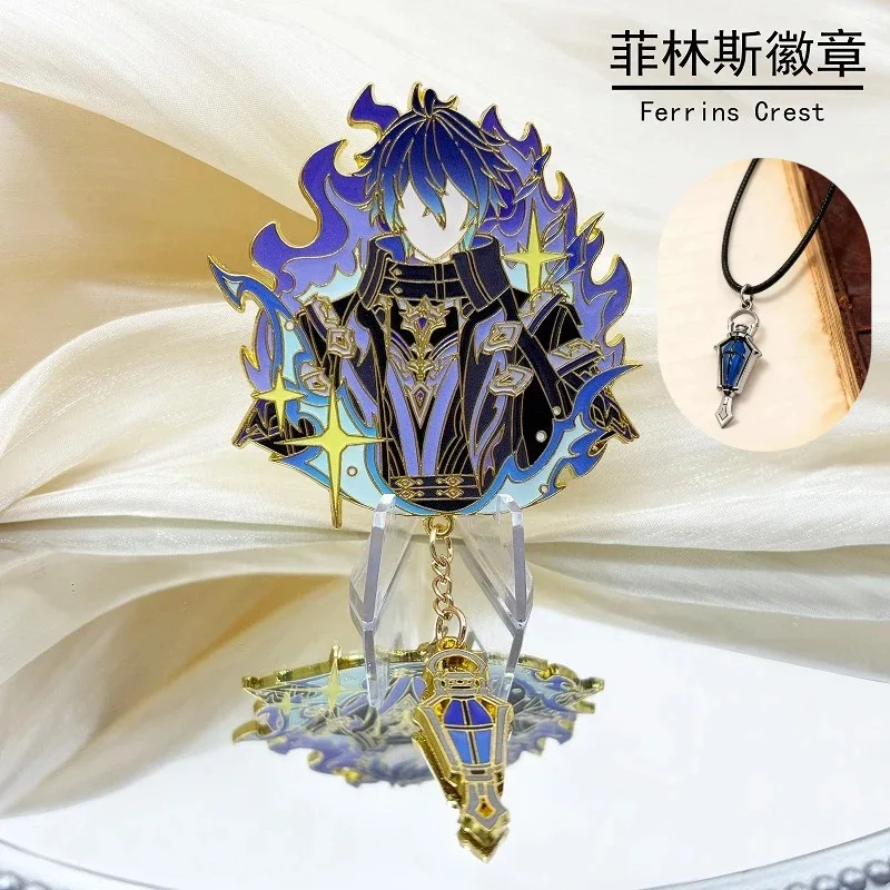 

Game Genshin Impact Kyryll Chudomirovich Flins Cosplay Badge Necklace Metal Brooches Pins for Halloween Party Props Fans Gifts
