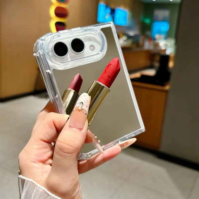 For iPhone Duo Newly Makeup Mirror Case for IphoneDuo 18Duo 18Fold Soft TPU Silicon Shockproof Back Cover Shell