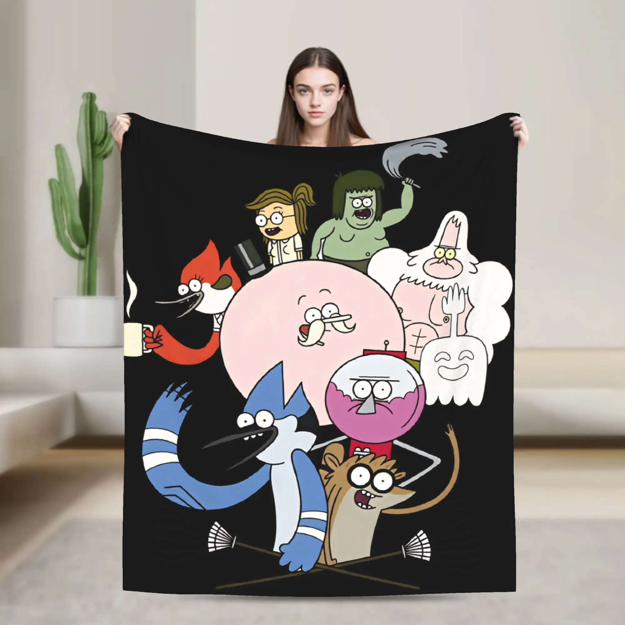 Mordecai And Rigby Regular Show Cartoon Characters Blankets Travel Flannel Bedding Throws For Bedroom Warm Soft Bedspread Gift